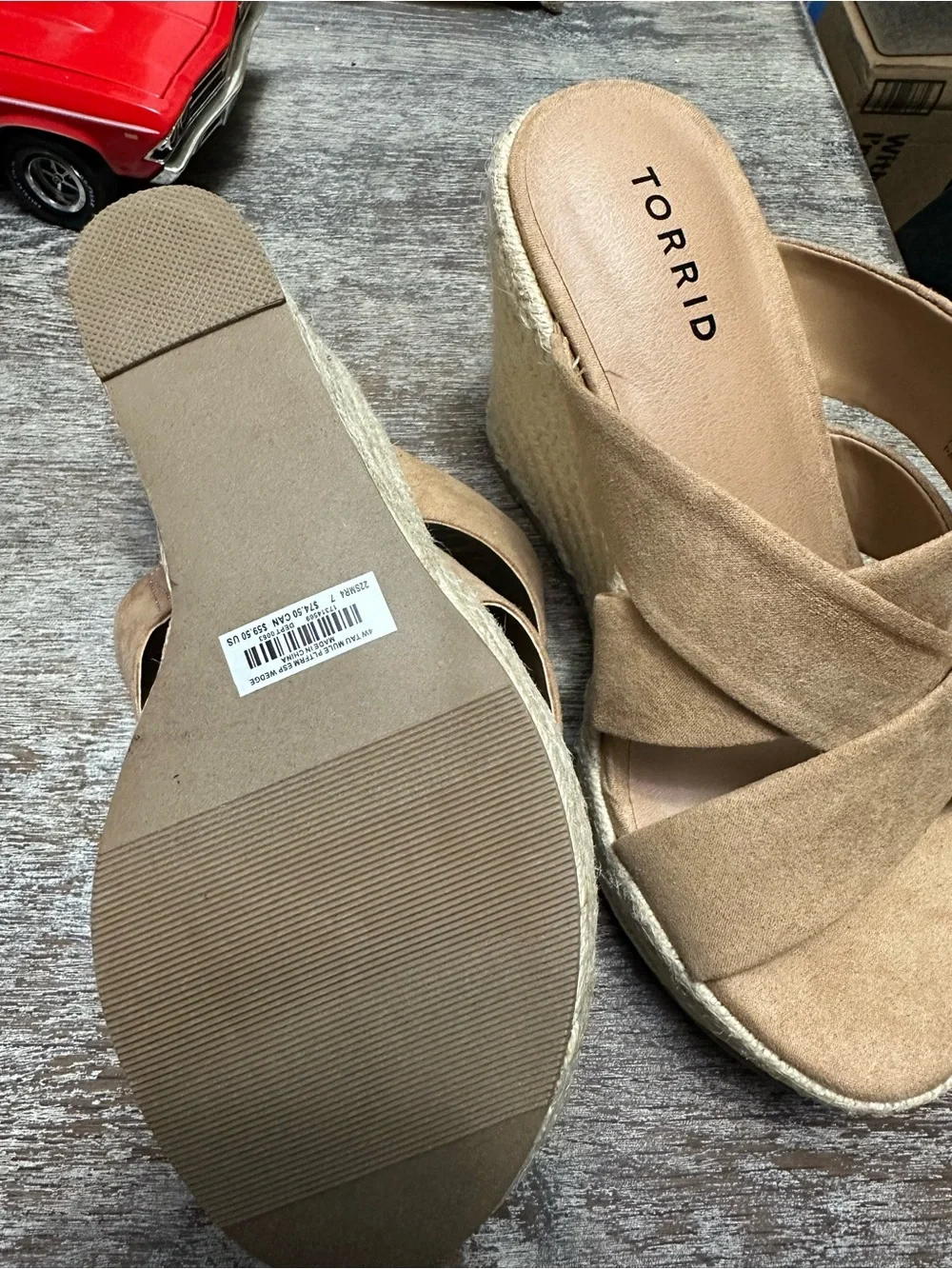 torrid NWOT Tan Crisscross Suede Espadrille Wedge Mules